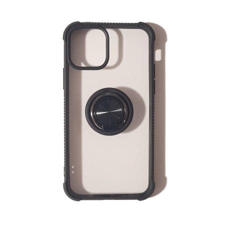 Carcasa Reforzada Transparente Borde Negro + Anillo Magnético iPhone 11 Pro
