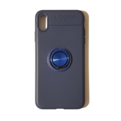 Funda Gel Premium Azul + Anillo Magnético iPhone XS MAX