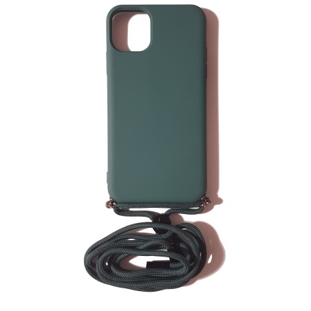 Funda Gel Tacto Silicona + Colgante Verde iPhone 11 Pro Max