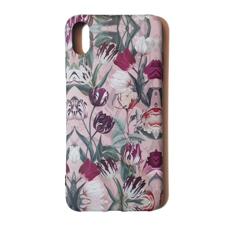 Funda Gel Premium Flores Fondo Rosa iPhone XS Max
