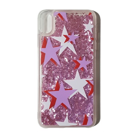 Funda Gel Agua Purpurina Estrellas iPhone XS Max