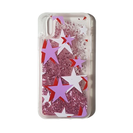 Funda Gel Agua Purpurina Estrellas iPhone X/XS