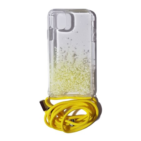 Carcasa Reforzada Transparente Purpu + Colgante Amarillo iPhone 11