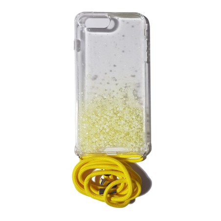 Carcasa Reforzada Transparente Purpu + Colgante Amarillo iPhone 7 / 8 Plus