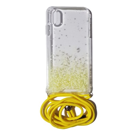 Carcasa Reforzada Transparente Purpu + Colgante Amarillo iPhone XS Max