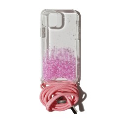 Carcasa Reforzada Transparente Purpu + Colgante Rosa iPhone 11 Pro