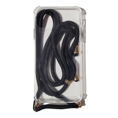 Carcasa Reforzada Transparente + Colgante Negro iPhone 11 Pro Max
