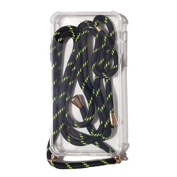 Carcasa Reforzada Transparente + Colgante Negro y Verde iPhone 11 Pro Max
