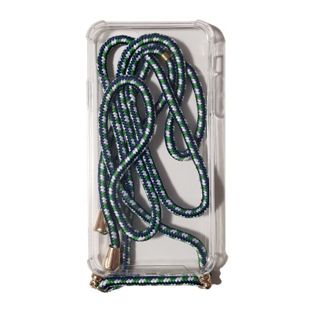 Carcasa Reforzada Transparente + Colgante Blanco, Verde y Azul iPhone 11 Pro Max