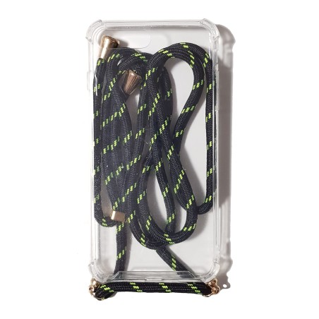 Carcasa Reforzada Transparente + Colgante Negro y Verde iPhone 7/8 Plus