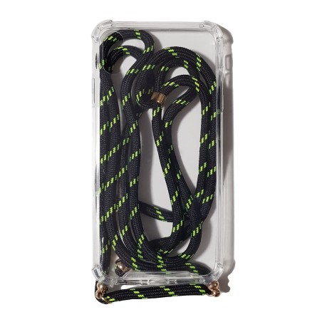 Funda Gel Reforzada Transparente + Colgante Negro y Verde iPhone XS Max