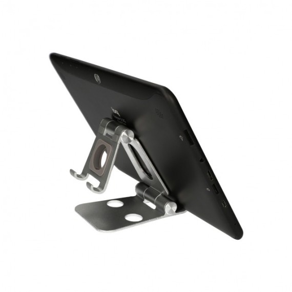 Soporte escritorio Ksix para movil y tablet, Rotación 360°, Regulable,  Negro