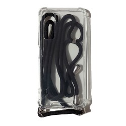 Carcasa Reforzada Transparente + Colgante Negro Huawei P40 Lite 5G