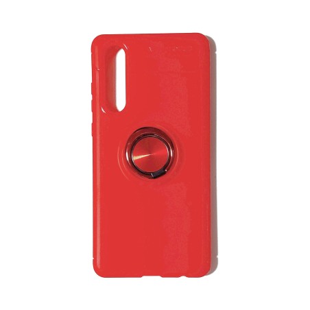 Funda Gel Premium Roja + Anillo Magnético Huawei P30