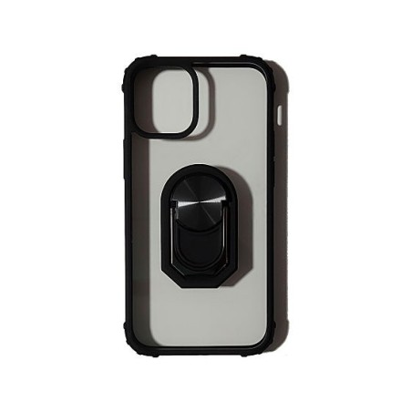 Carcasa Reforzada Transparente Borde Negro + Anillo Magnético iPhone 12 Mini