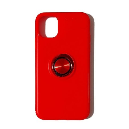 Funda Gel Premium Roja + Anillo Magnético iPhone 11