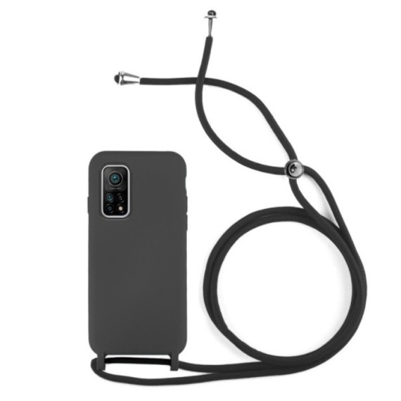 Funda Gel Tacto Silicona + Colgante Negra Xiaomi Mi10T / Mi10T Pro