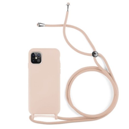 Funda Gel Tacto Silicona + Colgante Rosa iPhone 12 Pro Max