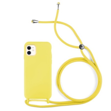 Funda Gel Tacto Silicona + Colgante Amarilla iPhone 12 Mini