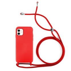 Funda Gel Tacto Silicona + Colgante Rojo iPhone 12 / 12 Pro
