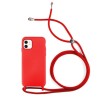 Funda Gel Tacto Silicona + Colgante Rojo iPhone 12 / 12 Pro