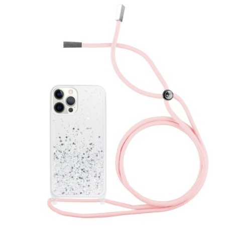Carcasa Borde Gel Transparente + Colgante Rosa iPhone 12 / 12 Pro