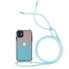Carcasa Borde Gel Transparente + Colgante Rosa iPhone 12 / 12 Pro