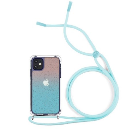 Carcasa Reforzada Degradado Azul Turquesa + Colgante iPhone 12 / 12 Pro