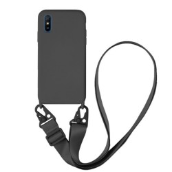 Funda Gel Tacto Silicona + Colgante Negro Xiaomi Redmi 9A / 9AT