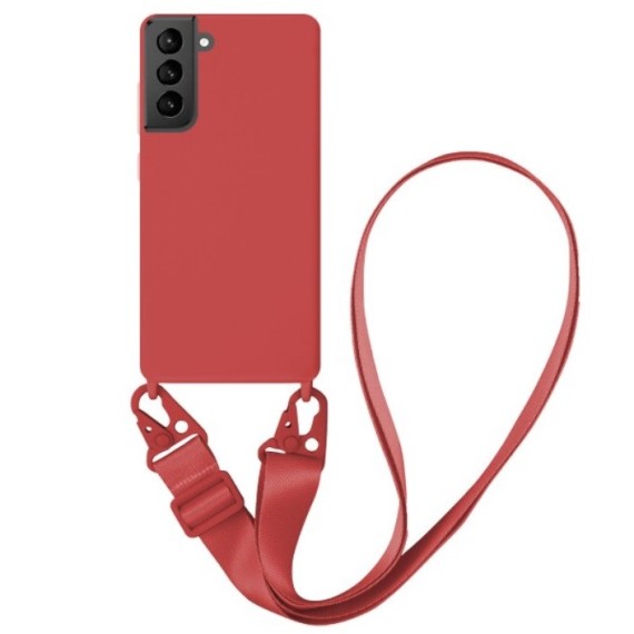 Funda Gel Tacto Silicona + Colgante Rojo Samsung Galaxy S21 Plus