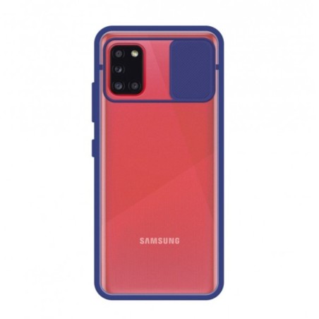 Carcasa Trans Mate Azul Oscuro con Tapa Cámara Deslizante Samsung Galaxy A31
