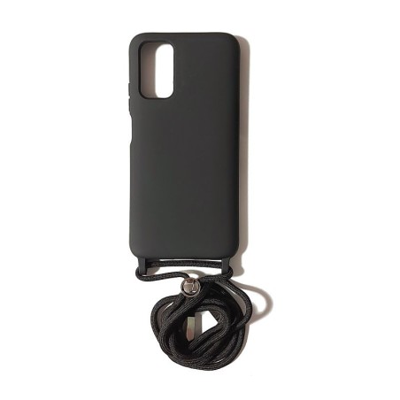Funda Gel Tacto Silicona + Colgante Negra Xiaomi Redmi 9T / PocoPhone M3