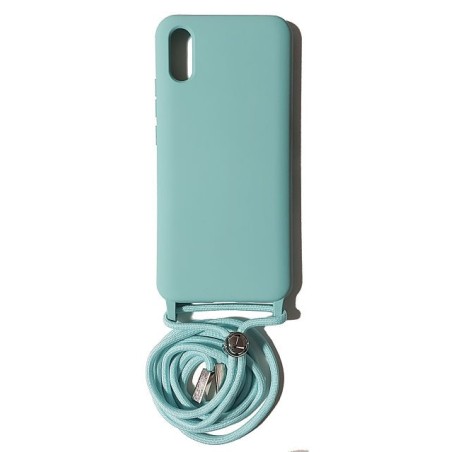 Funda Gel Tacto Silicona + Colgante Azul Turquesa Xiaomi Redmi 9A / 9AT
