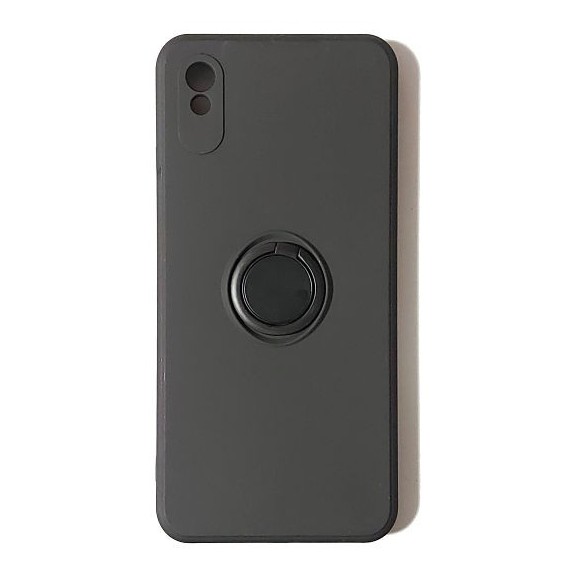 Funda Gel Tacto Silicona Negra + Anillo Magnético Xiaomi Redmi 9A / 9AT