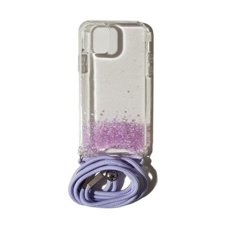 Carcasa Reforzada Transparente Purpu + Colgante Lila iPhone 11 Pro