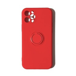 Funda Gel Tacto Silicona Roja  + Anillo Magnético iPhone 12 Pro