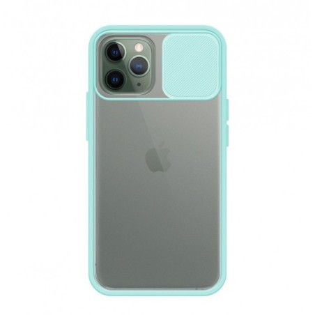 Carcasa Trans Mate Azul Turquesa con Tapa Cámara Deslizante iPhone 11 Pro