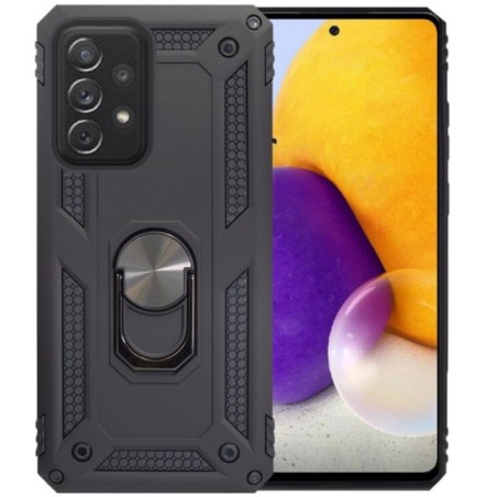 Carcasa Reforzada Negra + Anillo Magnético Samsung Galaxy A72 5G