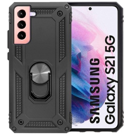 Carcasa Reforzada Negra + Anillo Magnético Samsung Galaxy S21