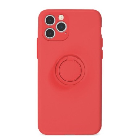 Funda Gel Tacto Silicona Roja  + Anillo Magnético Xiaomi Mi 11 Lite