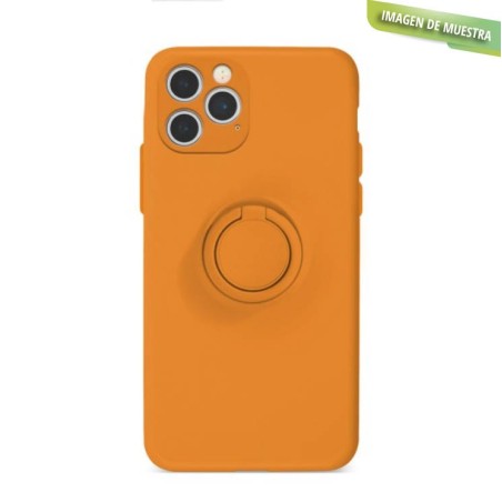 Funda Gel Tacto Silicona Naranja  + Anillo Magnético iPhone 7 / iPhone 8 / iPhone SE 2020
