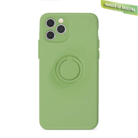 Funda Gel Tacto Silicona Verde + Anillo Magnético iPhone 7 / iPhone 8 / iPhone SE 2020