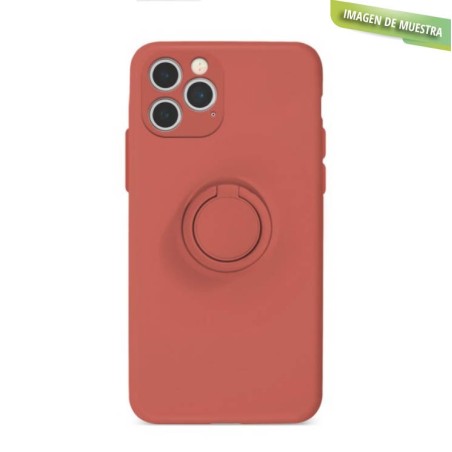 Funda Gel Tacto Silicona Rojo Oscuro + Anillo Magnético iPhone 7 / iPhone 8 / iPhone SE 2020