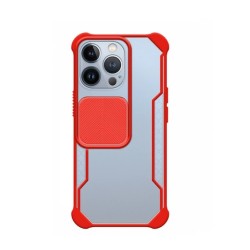Carcasa Trans Mate Roja con Tapa Cámara Deslizante iPhone 13 Pro