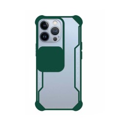 Carcasa Trans Mate Verde Oscuro con Tapa Cámara Deslizante iPhone 13 Pro