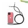 Funda Gel Reforzada Transparente + Colgante Negro iPhone 13 Mini
