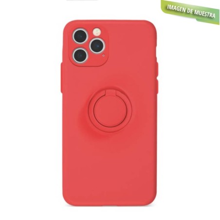 Funda Gel Tacto Silicona Roja + Anillo Magnético iPhone 13