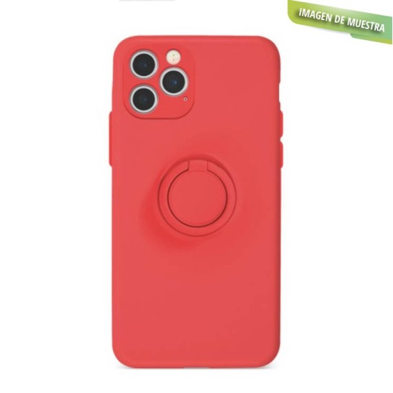 Funda Gel Tacto Silicona Roja + Anillo Magnético iPhone 13 Mini