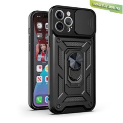 Carcasa Reforzada Negra + Anillo Magnético + Tapa Cámara iPhone 12 Pro