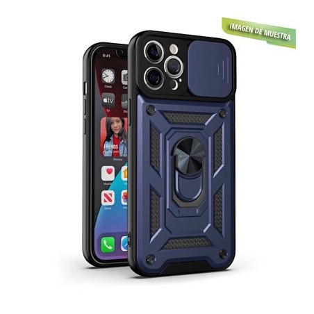 Carcasa Reforzada Azul + Anillo Magnético + Tapa Cámara iPhone 12 Pro